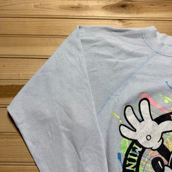 Vintage 80s 90s Disney Minnie Mouse Neon Splatter Cartoon Sweatshirt Size Medium - Picture 4 of 8